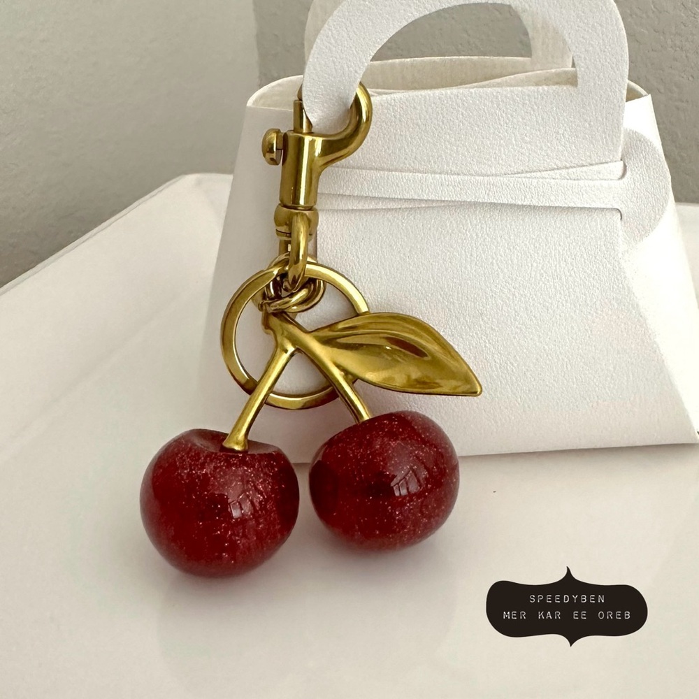 Red Cherries Bag Charm Key FOB